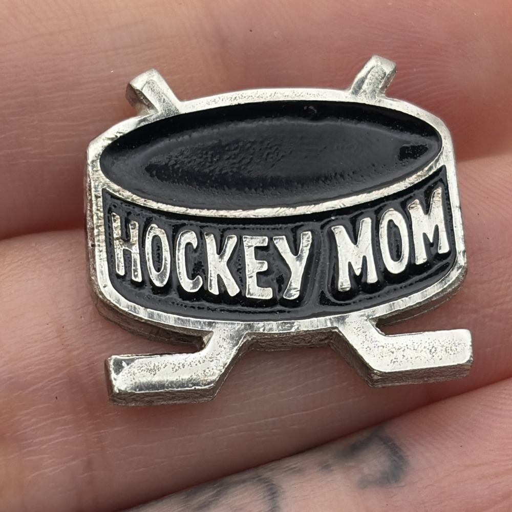 Hockey Mom Puck Crossed Sticks Sports Lapel Hat Pin